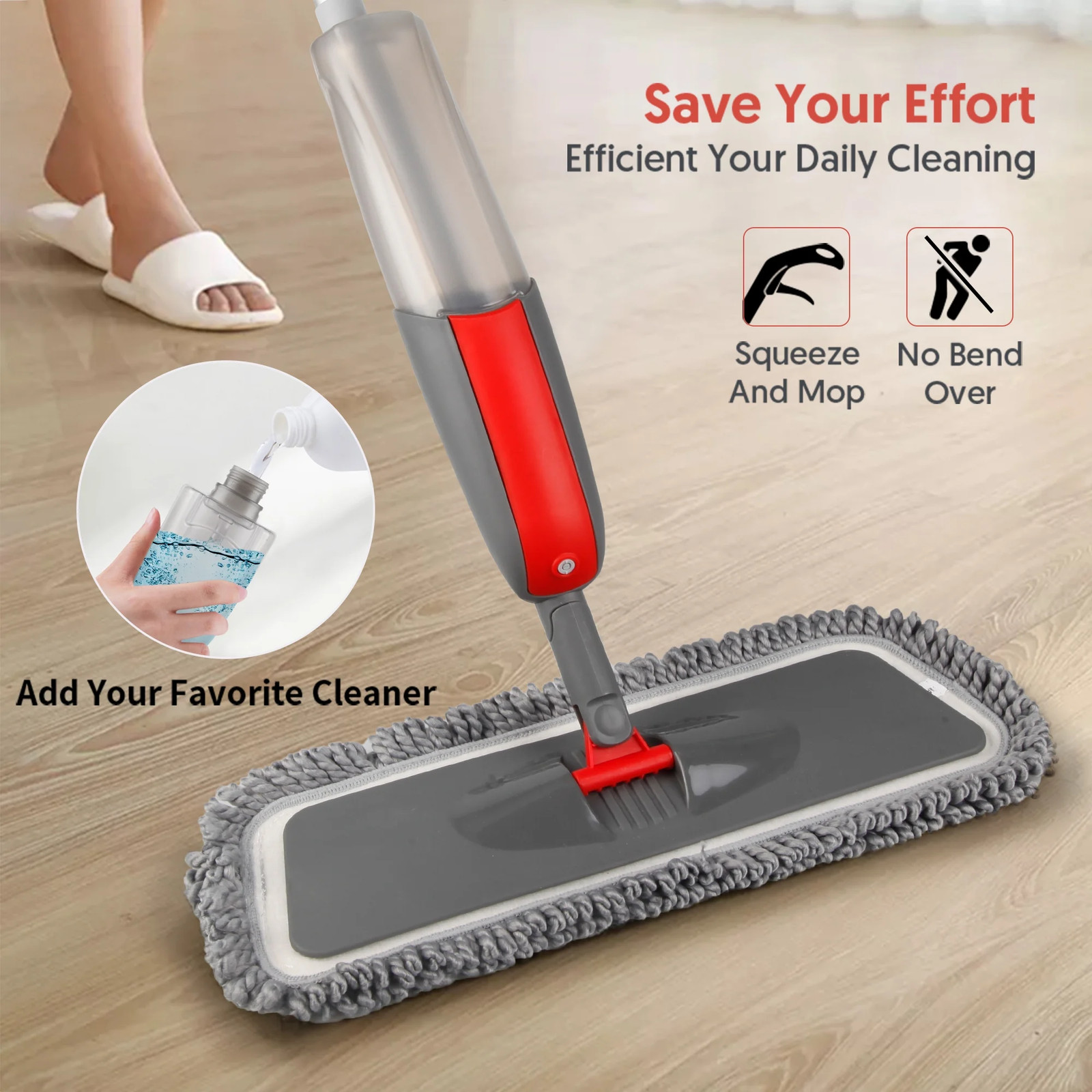 2nd Gen Spray Mop with Extra Thick Pads, 410ML Tank, 360° Rotating