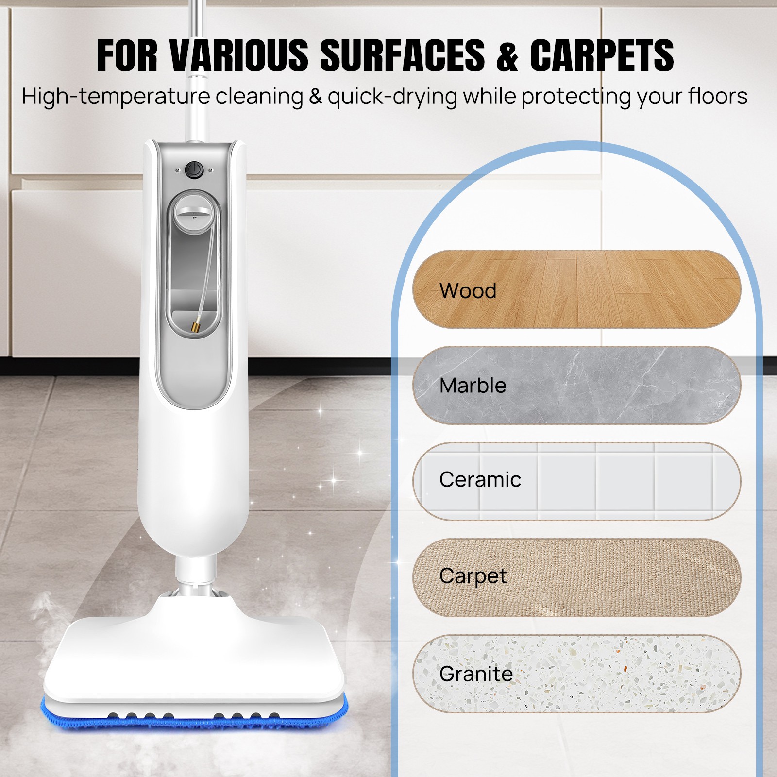Dayplus Steam Mop, 2500W Floor Steamer with Detachable Handheld Steam Cleaner