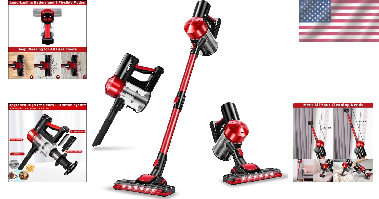 Multi-functional Handheld Stick Vacuum Cleaner 35min Runtime