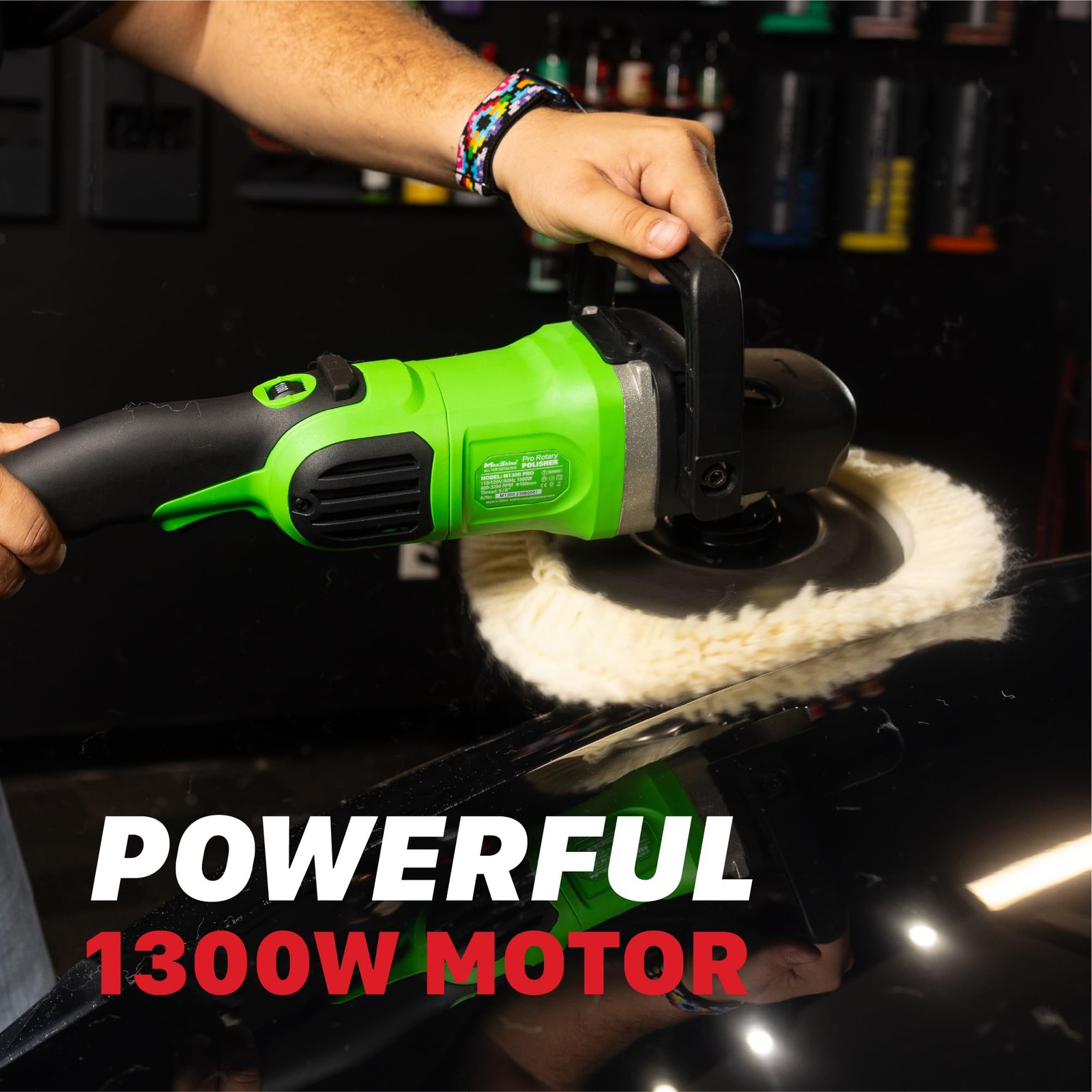Maxshine M1300 Pro Rotary Polisher – 7” 1300W Car Buffer Removal, Glossy Shine