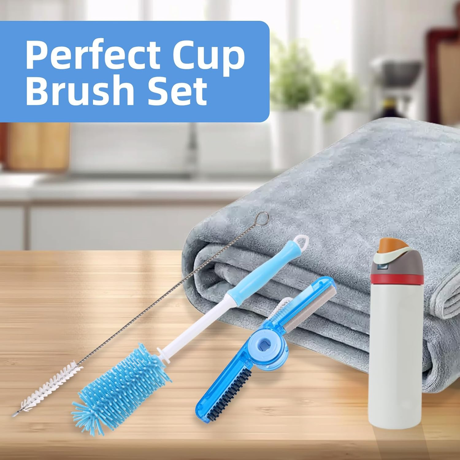 Water Bottle Cleaner Kit for Owala 24/32/40Oz,3 Pack | Extra Long Silicone Bottl
