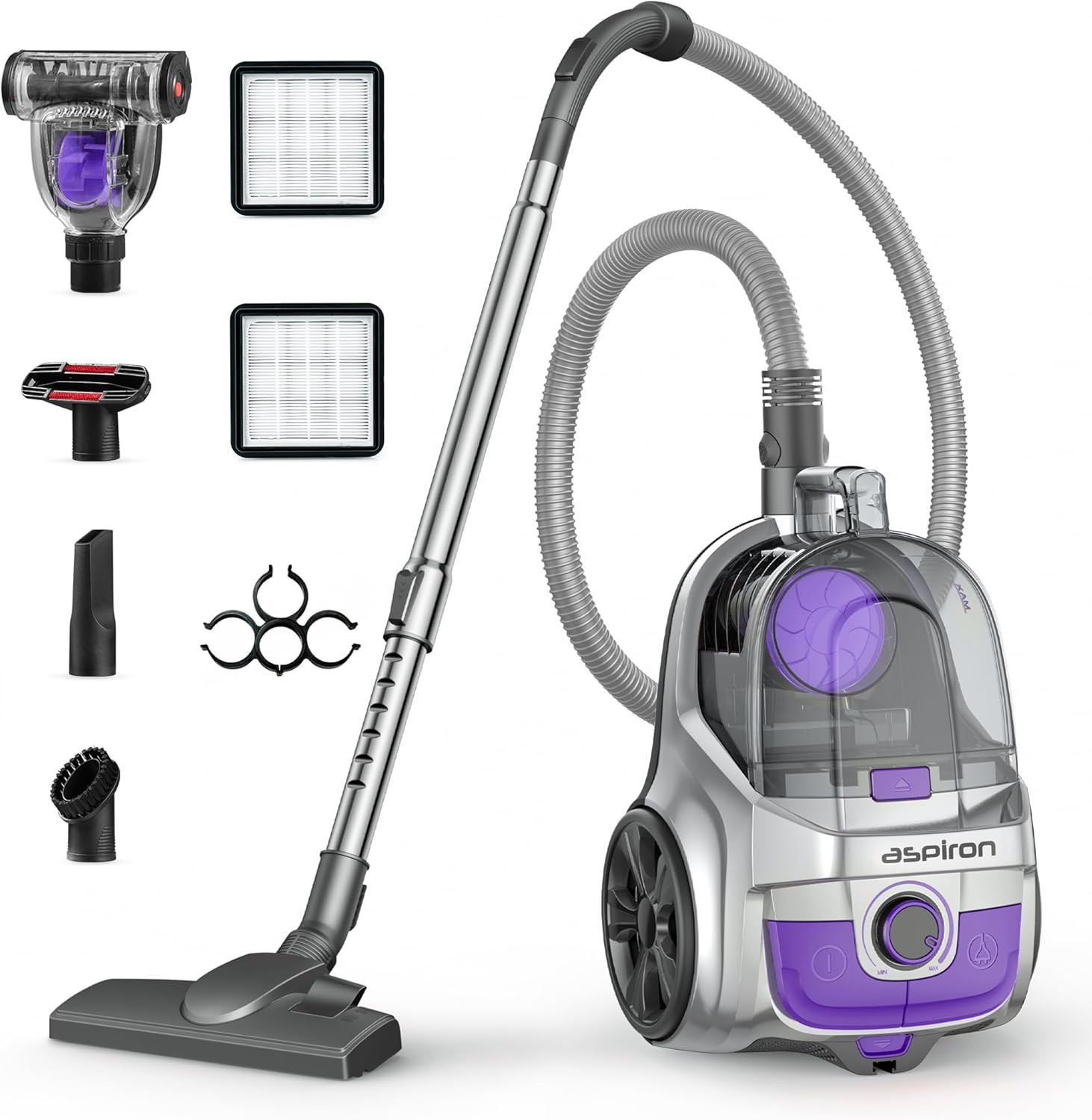 Bagless Canister Vacuum Cleaner 1600W HEPA Filter Purple