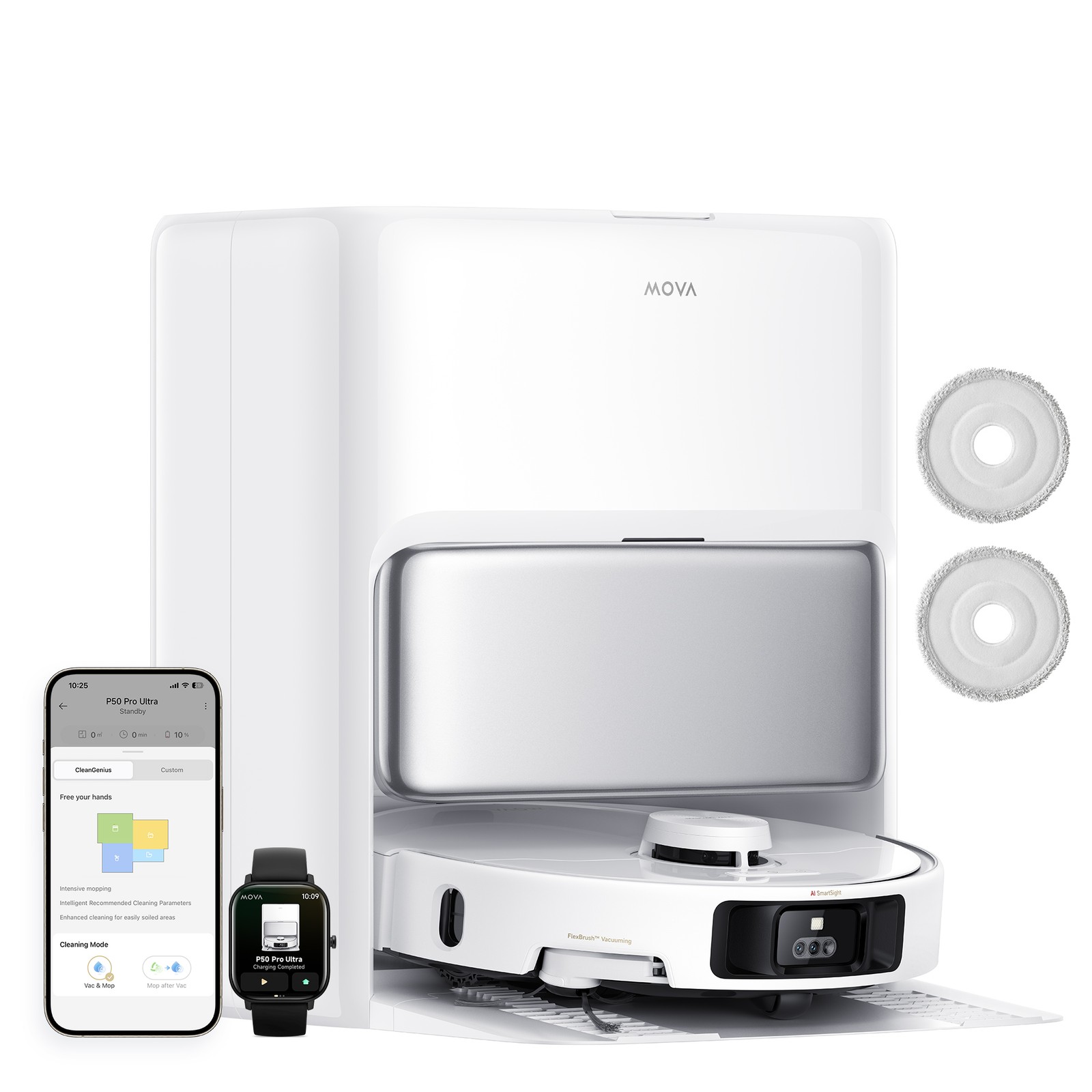 Mova P50 Pro Ultra Refurbished A Robot Vacuum Removable Liftable Mop 19,000Pa