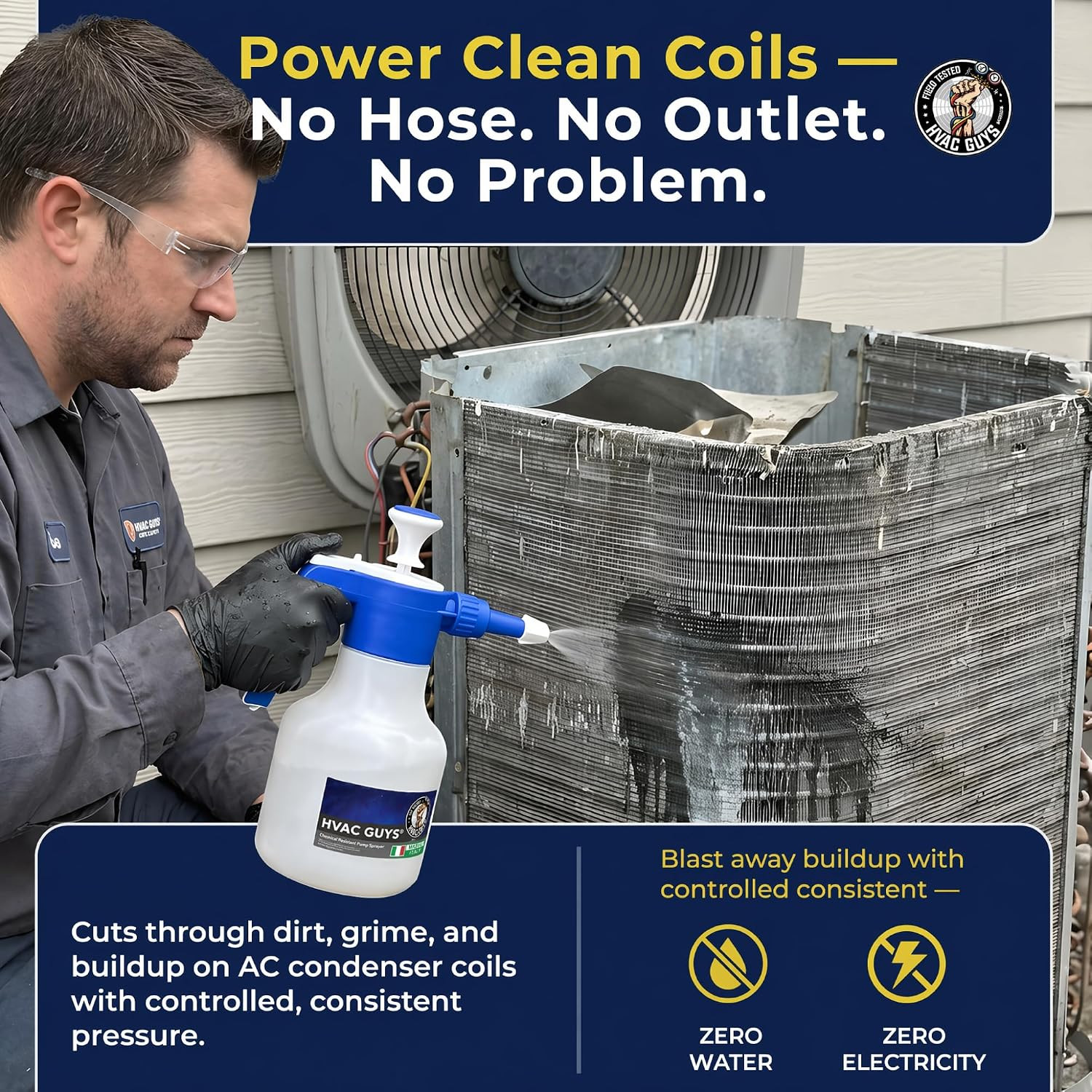 HVAC Coil Cleaner Pump Sprayer | 48 Oz Handheld with Adjustable Nozzle