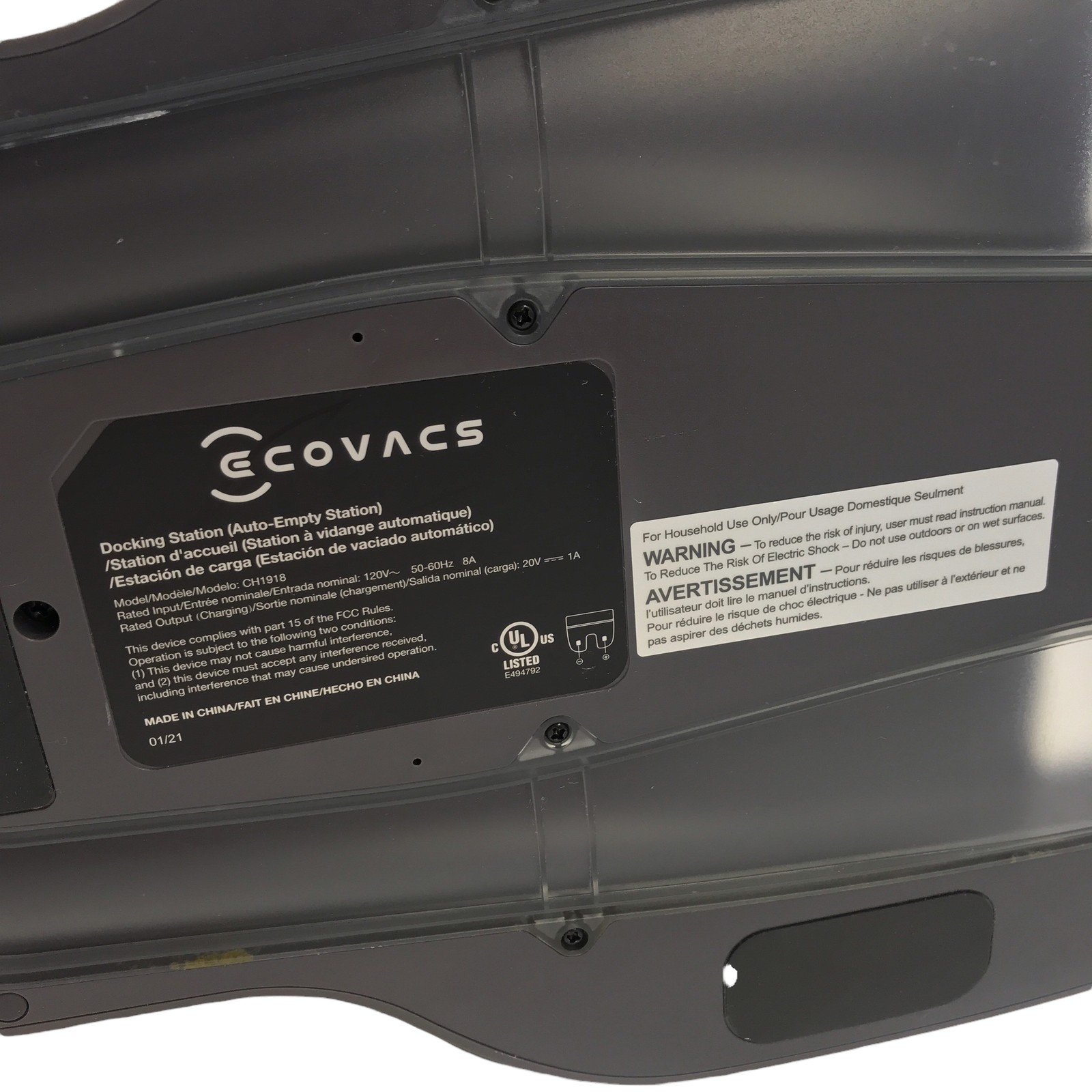 Original Charging / empty Station CH1918 for ECOVACS vacuum DEEBOT OZMO T8 AIVI+