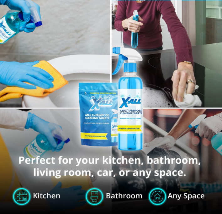 X-ALL Multi-Purpose Cleaner – Spray Bottle and 5x Cleaning Tablets – Cleaner for