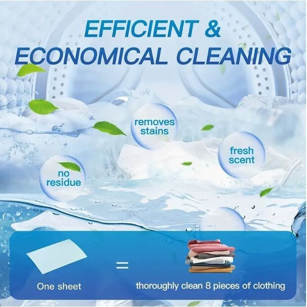 Premium Laundry Detergent Soap Sheets Easy Dissolve 120 Loads No Plastic Jug