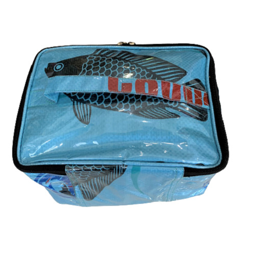 Fair Trade Fish Feed Bag Recycled Cosmetic Case or Lunch Box from Cambodia