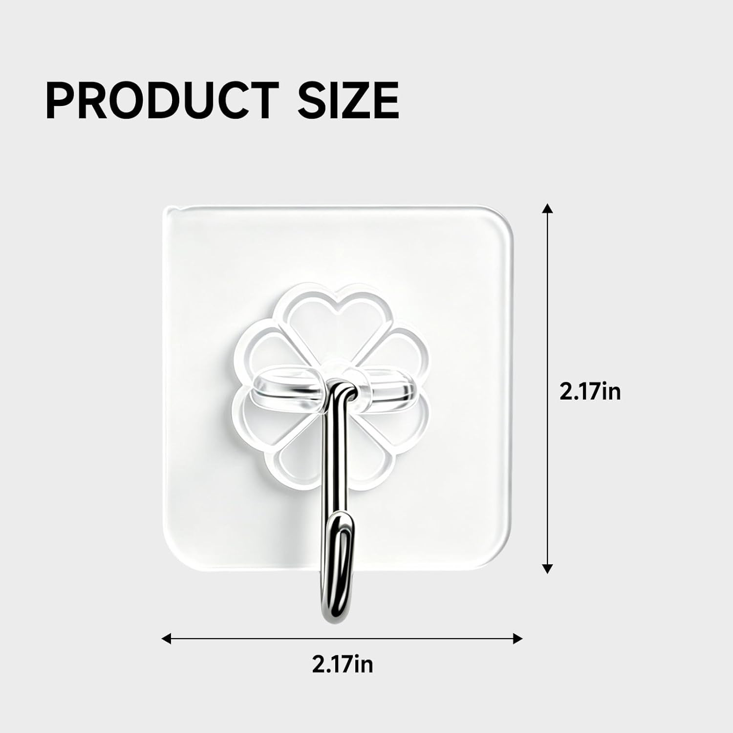 16 Pack Crystal Clear Adhesive Hooks for Hanging, Heavy Duty 22Lb | Sticky Hooks