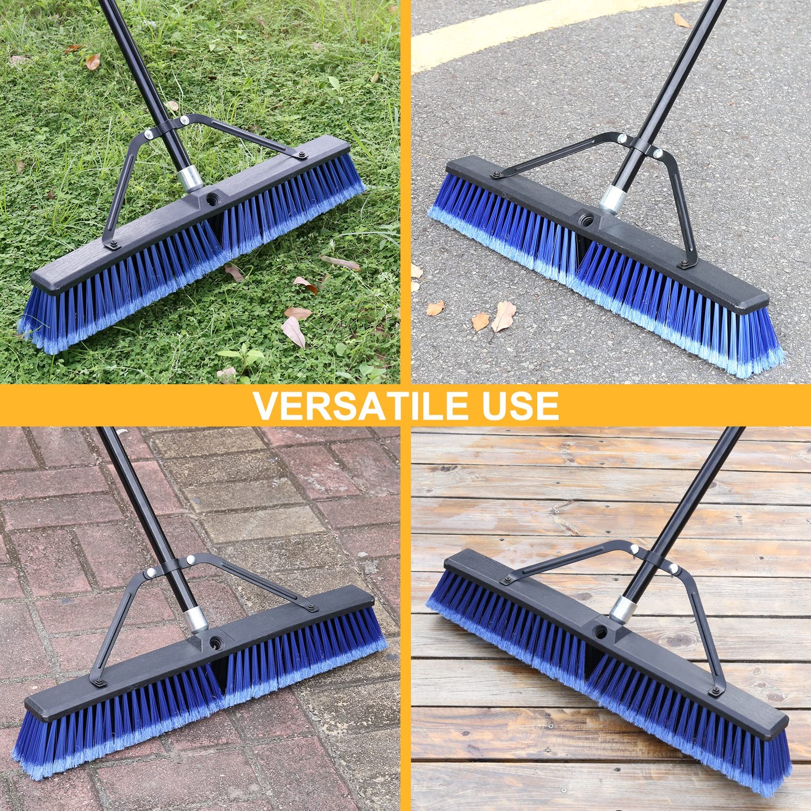 24 Inch Push Broom Outdoor Deck Driveway Garage Yard Patio Concrete Floor Blue