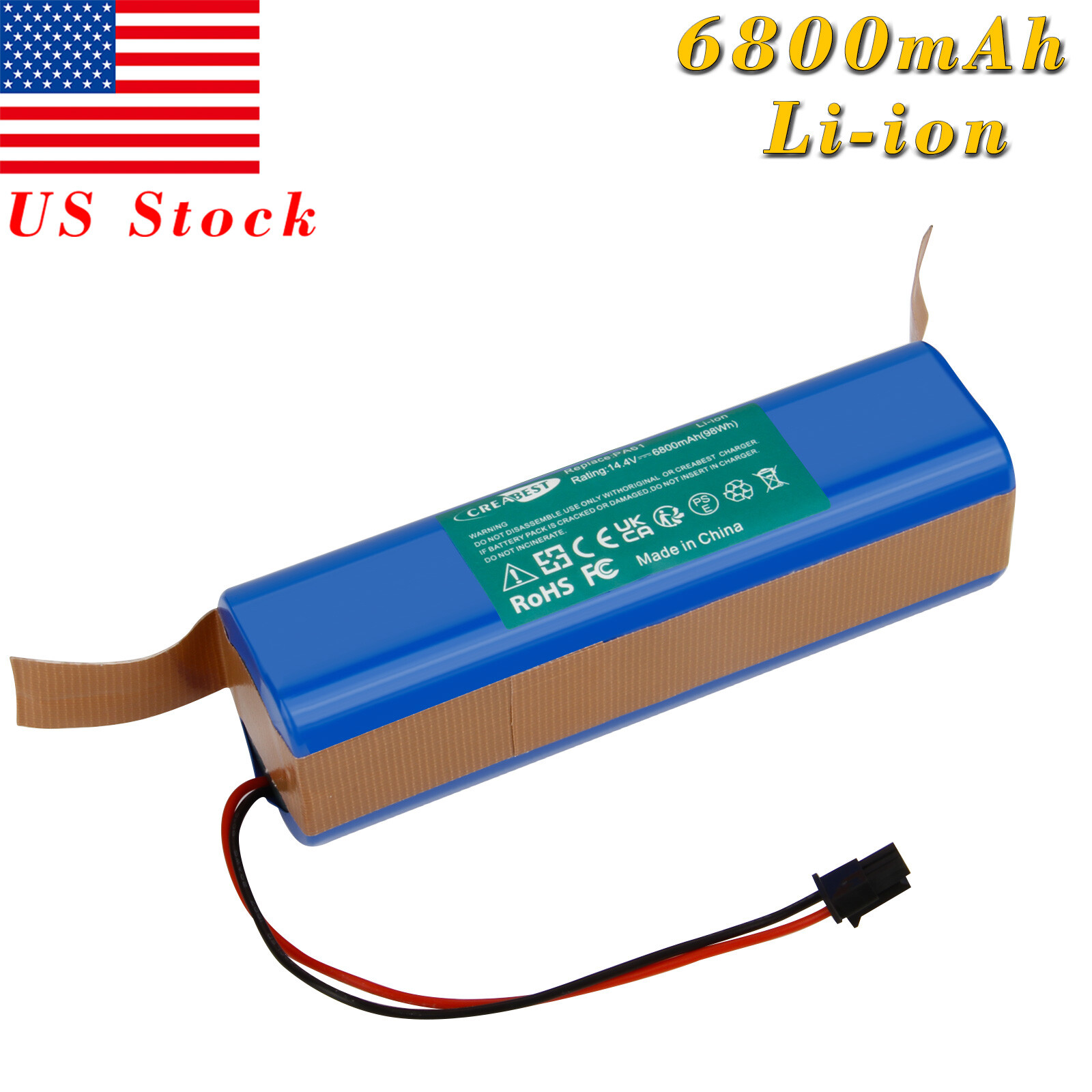 6800mAh Li-ion Battery For Eufy RoboVac X8 Hybrid X8 Hybrid White Robot Vacuum