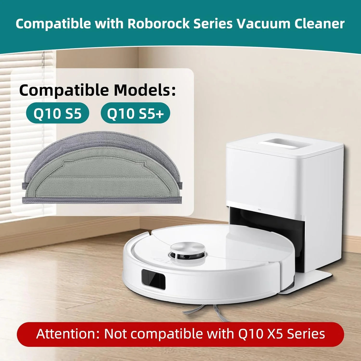 6 Pack Reusable Mop Pads for Roborock Q10 S5, Q10 S5+ Robot Vacuum | for Q10 VF,