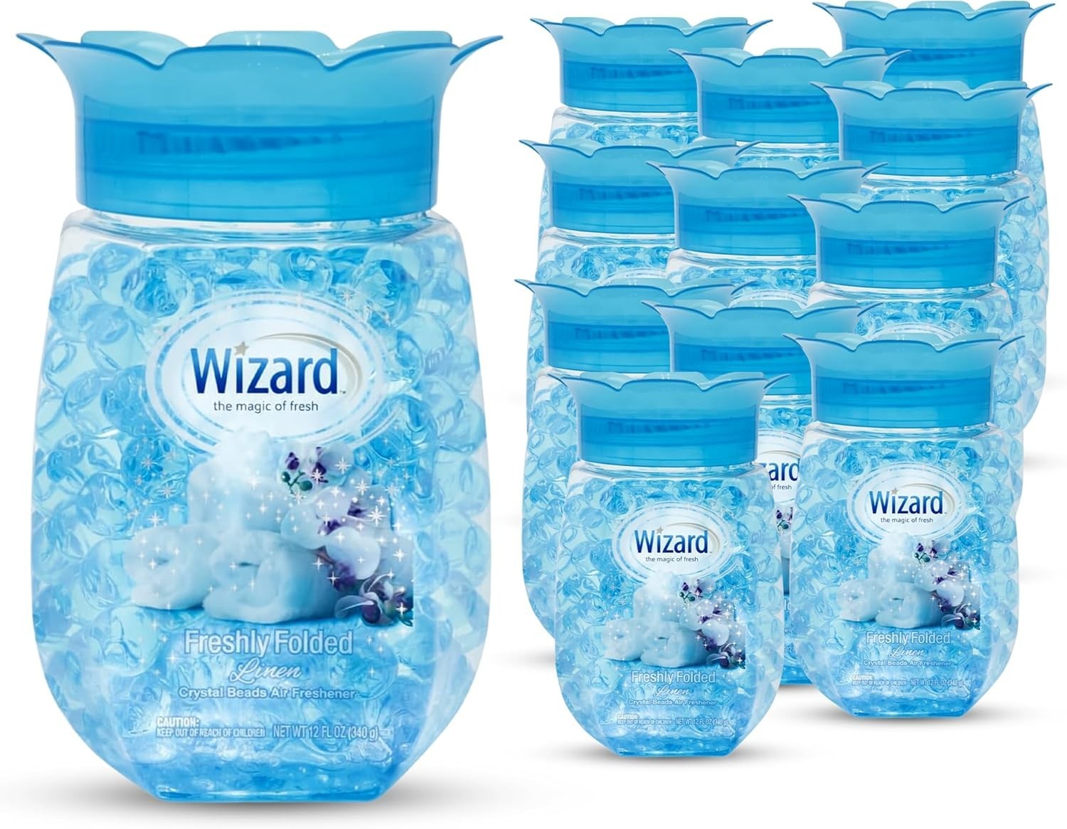 PACK OF 12 – WIZARD Odor Eliminator Gel Beads (12 oz each) – Fresh Linen