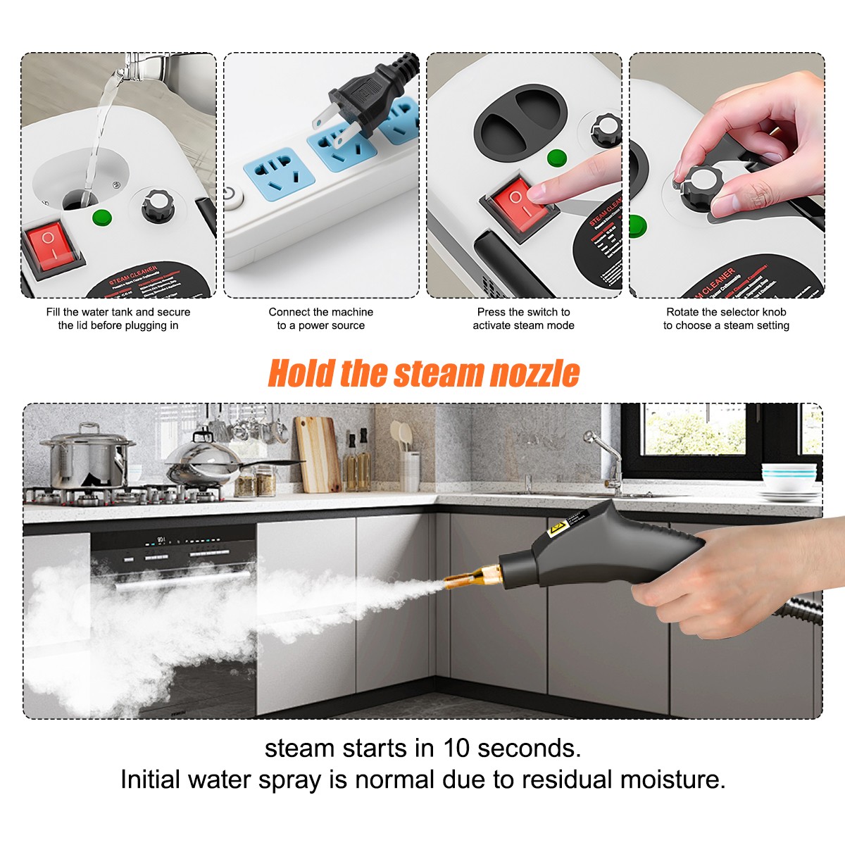 2500W Handheld Steam Cleaner High Pressure Household Car Steam Cleaning Machine