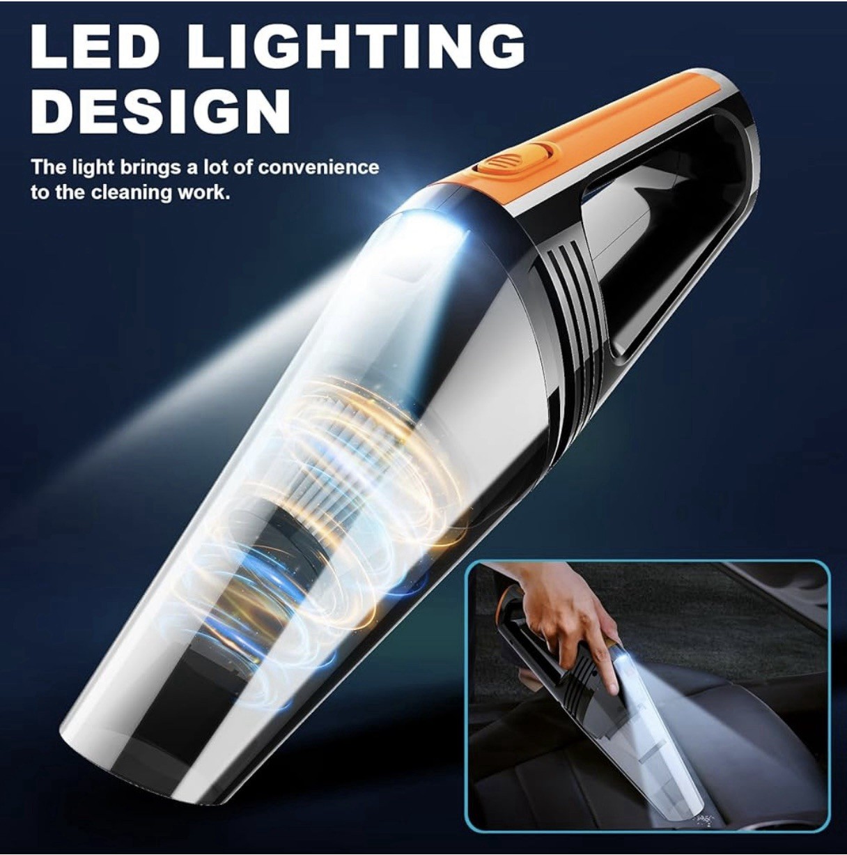 Portable Car Vacuum Cleaner 12V Handheld 8000pa With LED Light 16.4Ft Corded