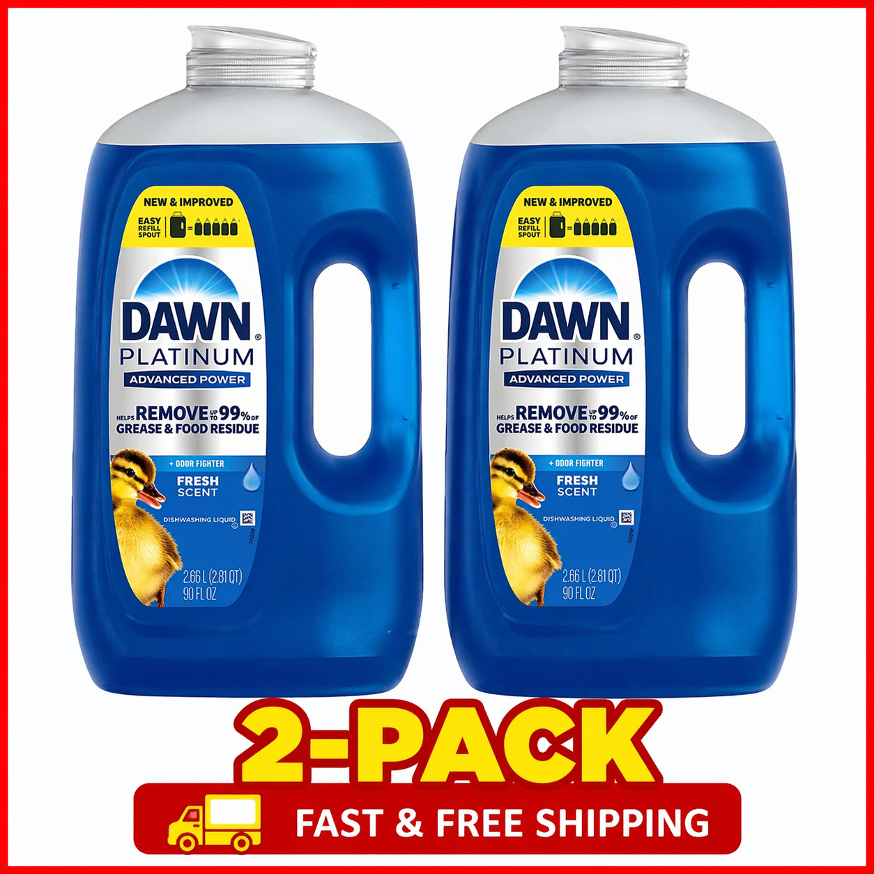 2-Pack Dawn Platimum Advanced Power Dishwashing Liquid, Fresh, 90 fl oz