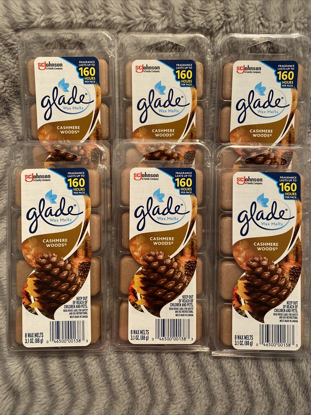 Glade Wax Melts CASHMERE WOODS Scent, 6 packs with 8= 48 Tarts! SHIPS FREE