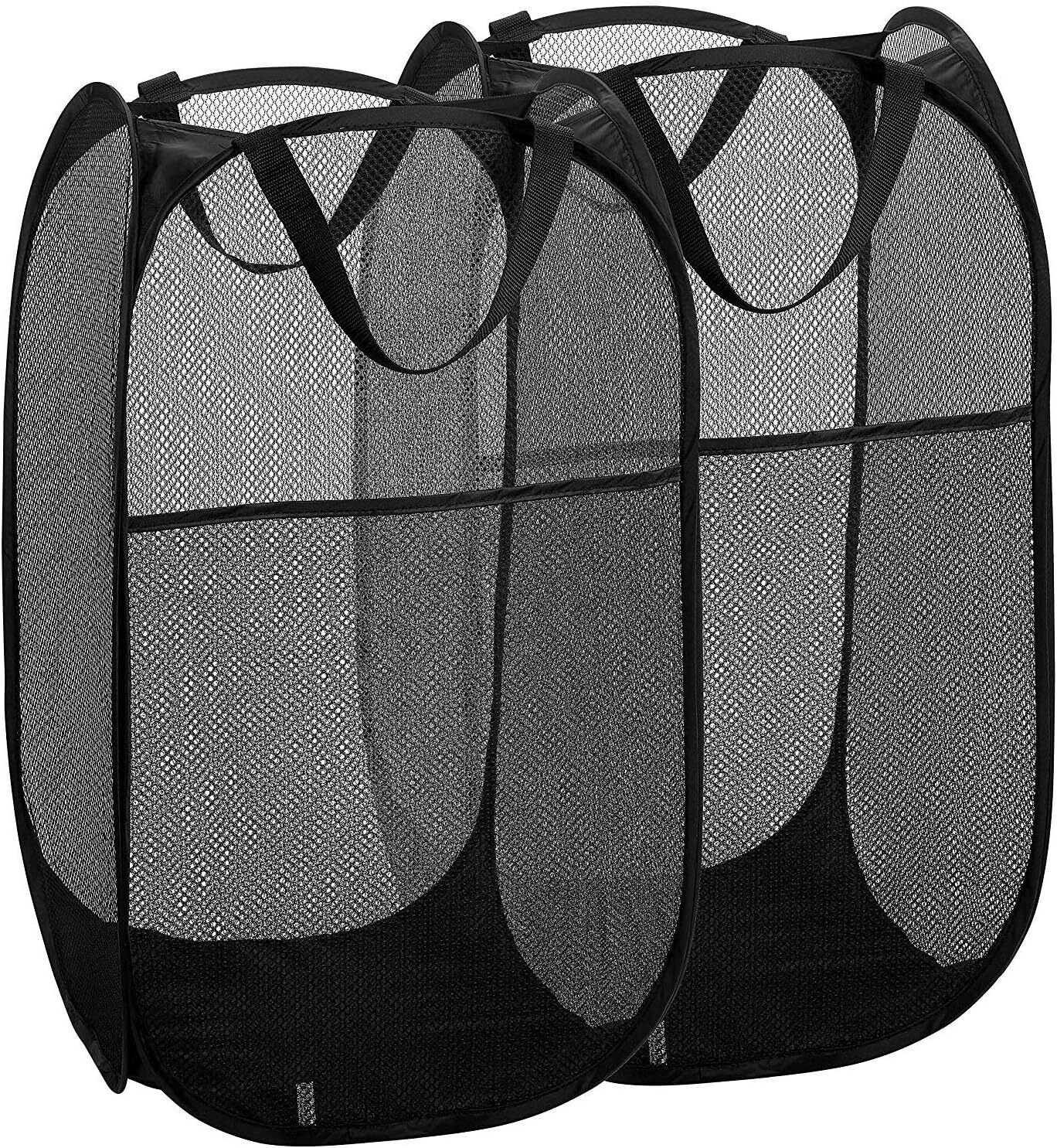 2 Packs Collapsible Pop up Laundry Bag Foldable Hamper Large Mesh Clothes Basket