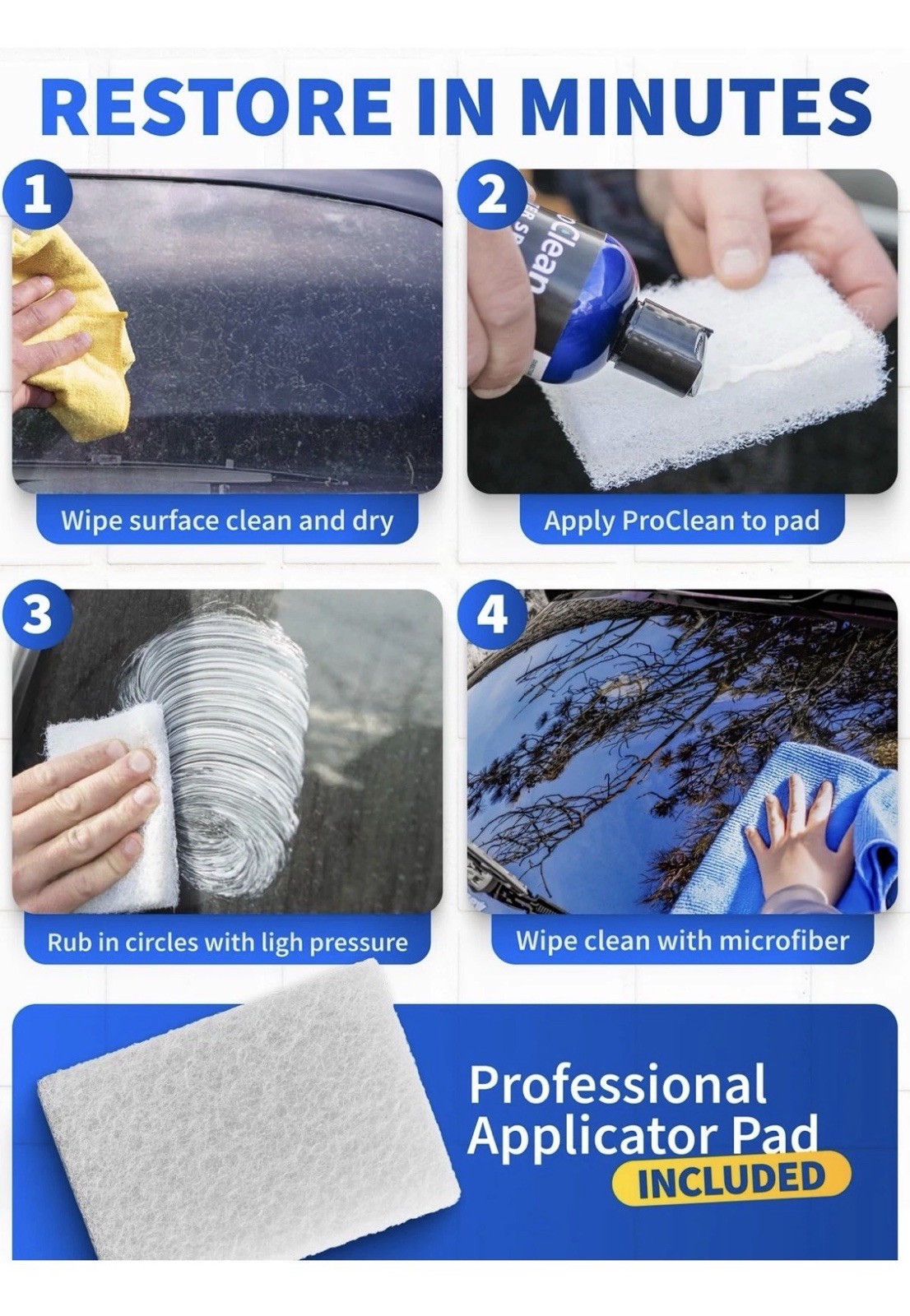 ProClean Hard Water Spot Remover for Glass, Shower Door Cleaner & Car Window