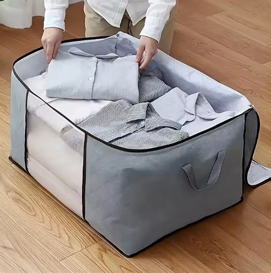 1 pc Extra Large Storage Bag with Handle Window Clothing Quilt Organizer