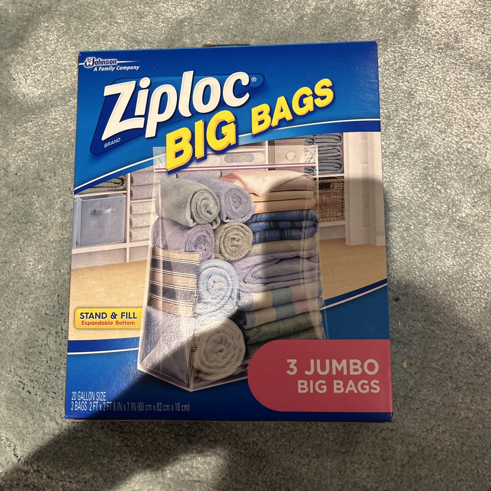 ZIPLOC BIG BAGS JUMBO 20 GALLON STORAGE HEAVY DUTY 3 ct BOX NEW OLD STOCK RARE