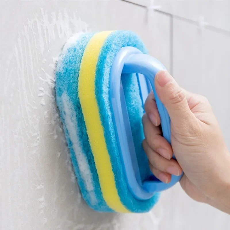 Handle Cleaning Brush with Sponge for Kitchen Bathroom Dish Tub Scrubbing Tool