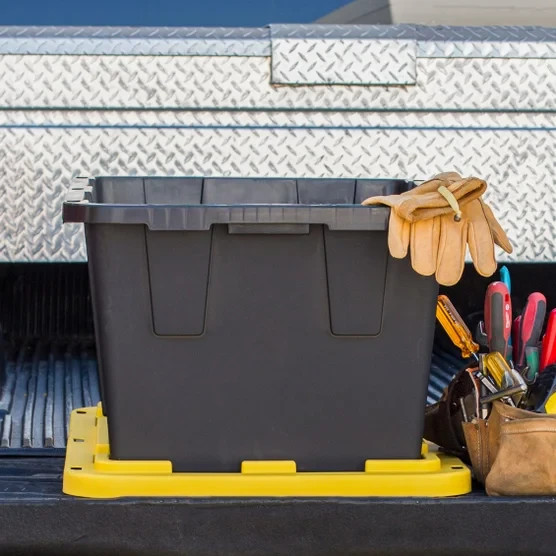 PLASTIC CONTAINERS BIN STORAGE BINS WITH LIDS STACKABLE TOTES 12 GALLON TUBS 4PK