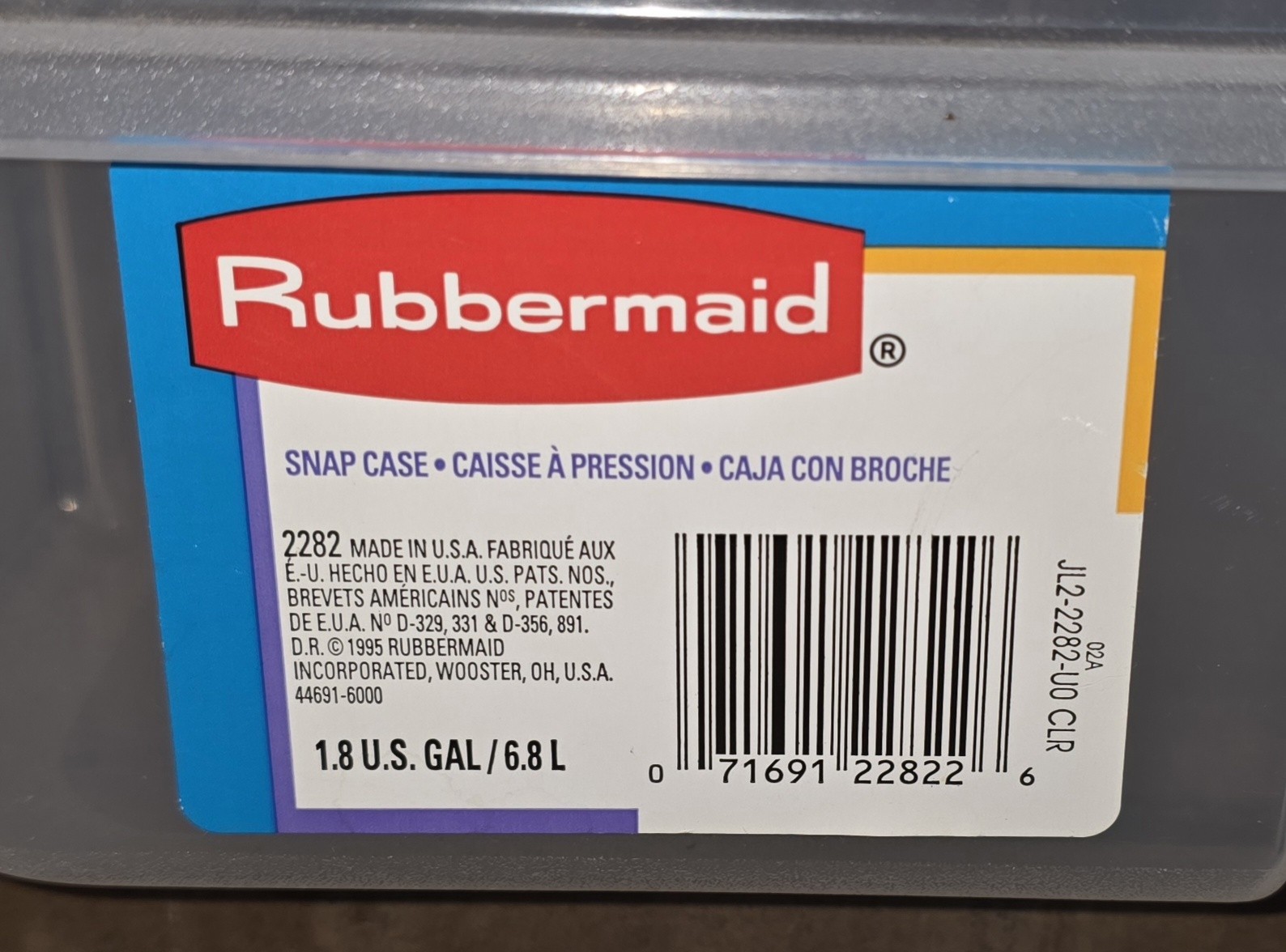 Vintage Rubbermaid Clear Plastic Snap Case 1995 Hinged Storage Container 2282