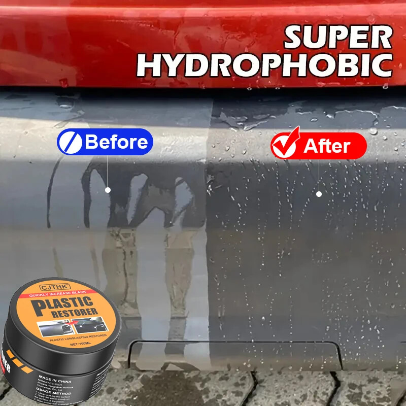 Car Plastic & Leather Restorer – Clear Wax Coating for Deep Black Gloss Shine