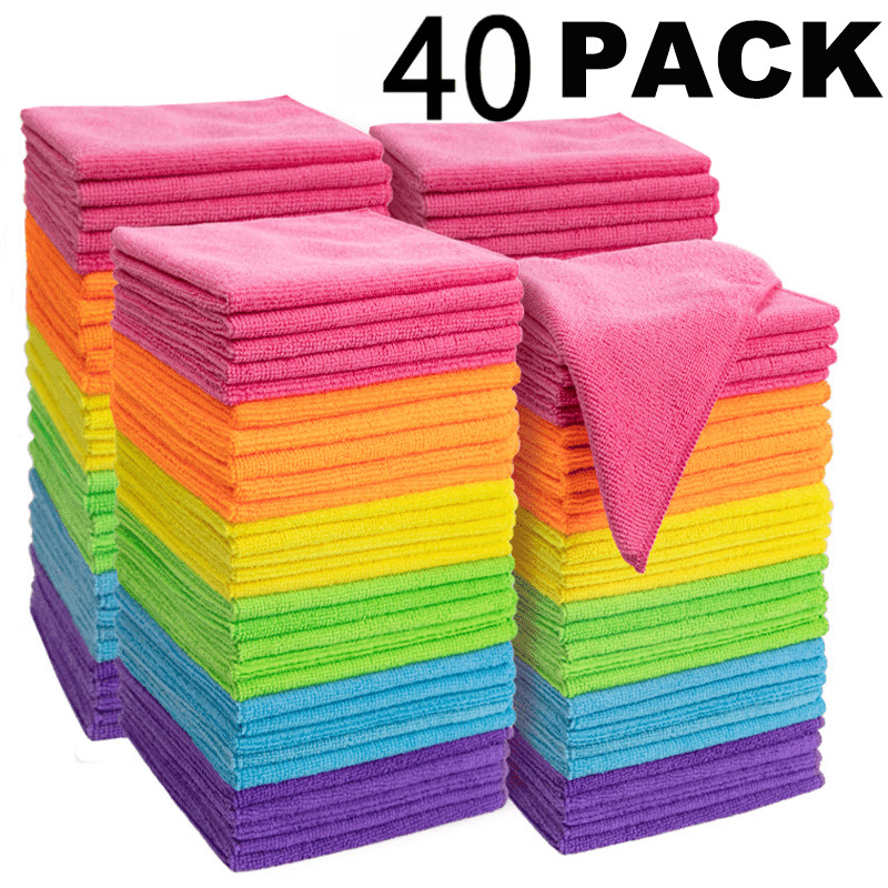 Set of 40 Pack Microfiber Cleaning Cloths Car Detailing Polishing Towels