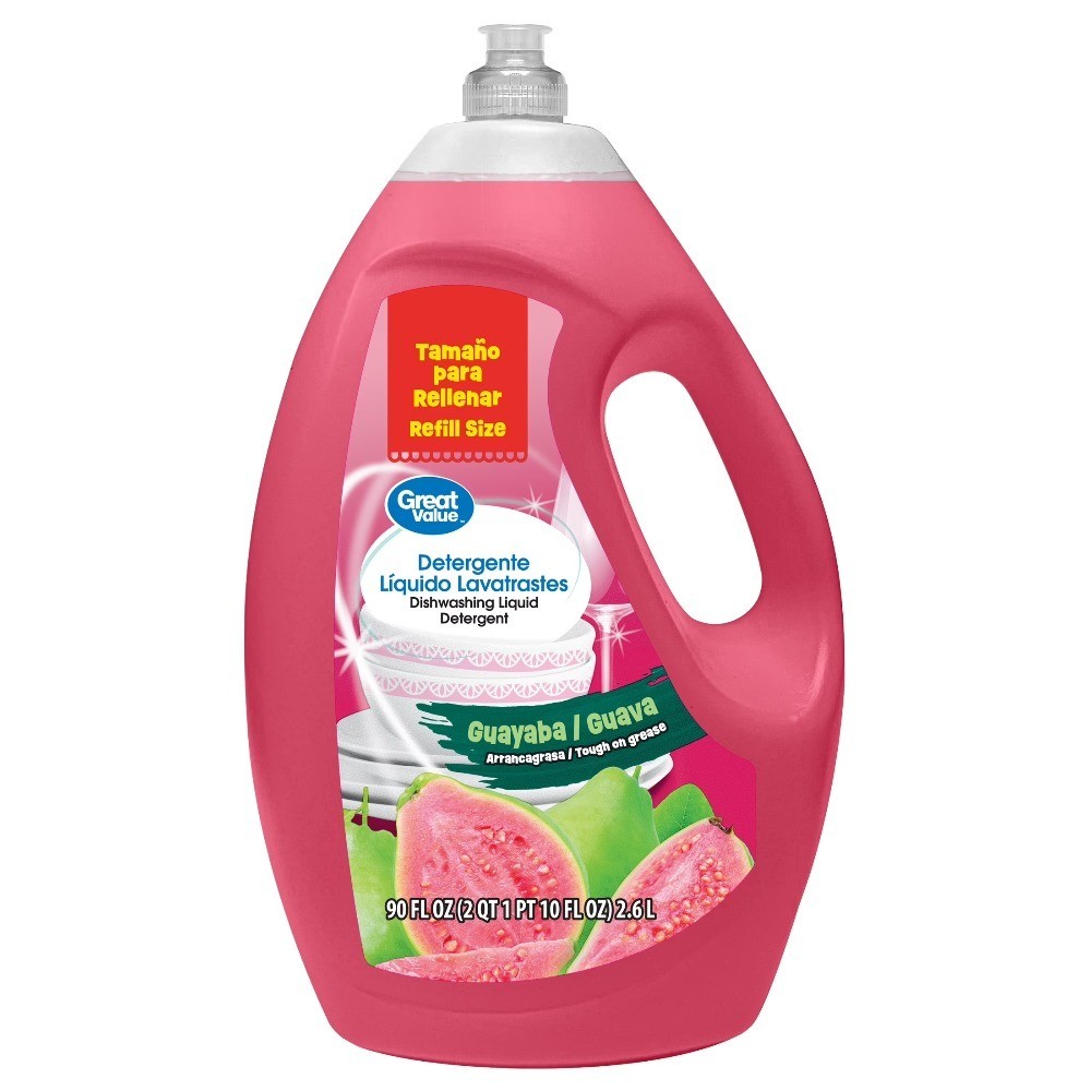 Guava Scented Dishwashing Liquid Detergent 90 fl oz Large Size for Kitchen