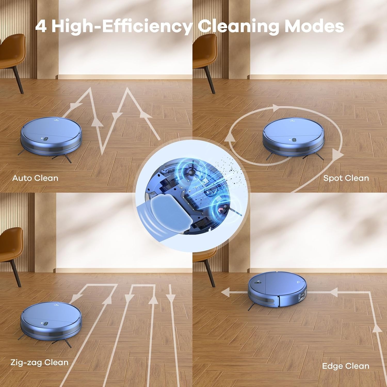 ZCWA BR151 Robot Vacuum and Mop Combo WiFi App Self-Charging 2000Pa Blue NEW