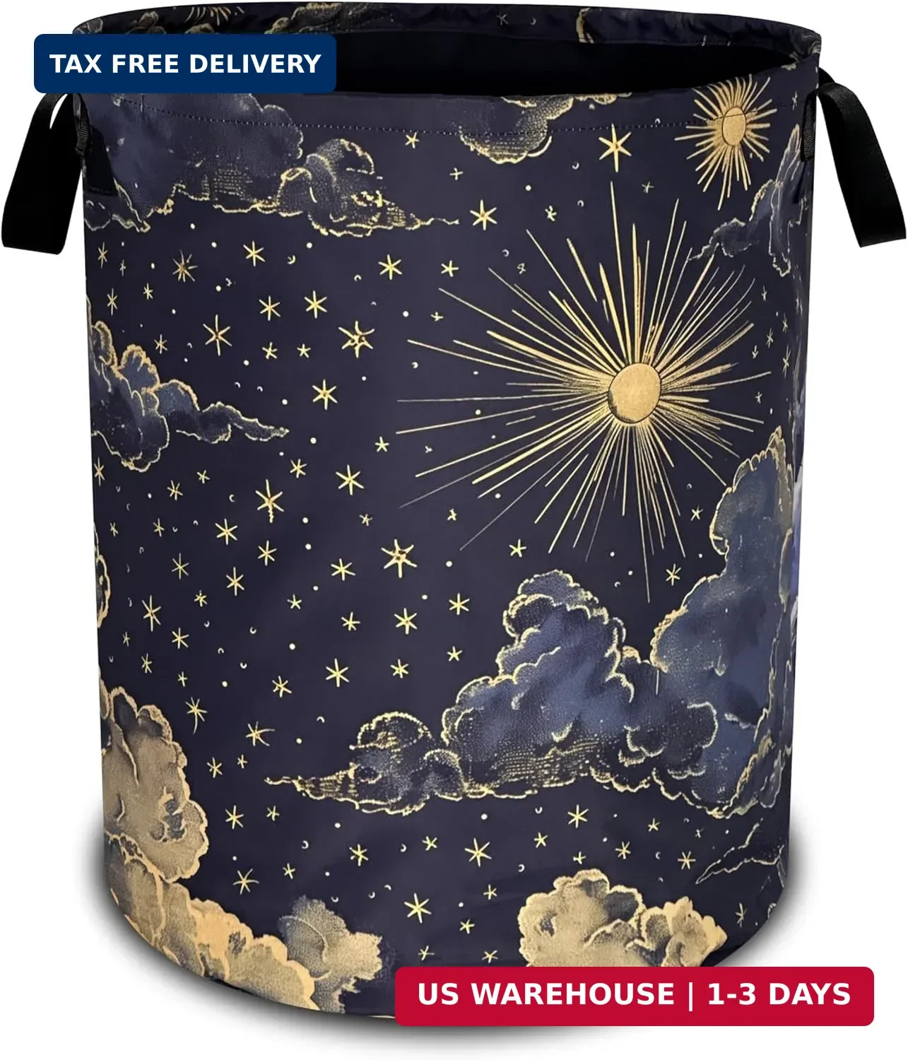 Beautiful Sun Stars Moon Laundry Basket Oxford Cloth Clouds Laundry Hamper | Wit