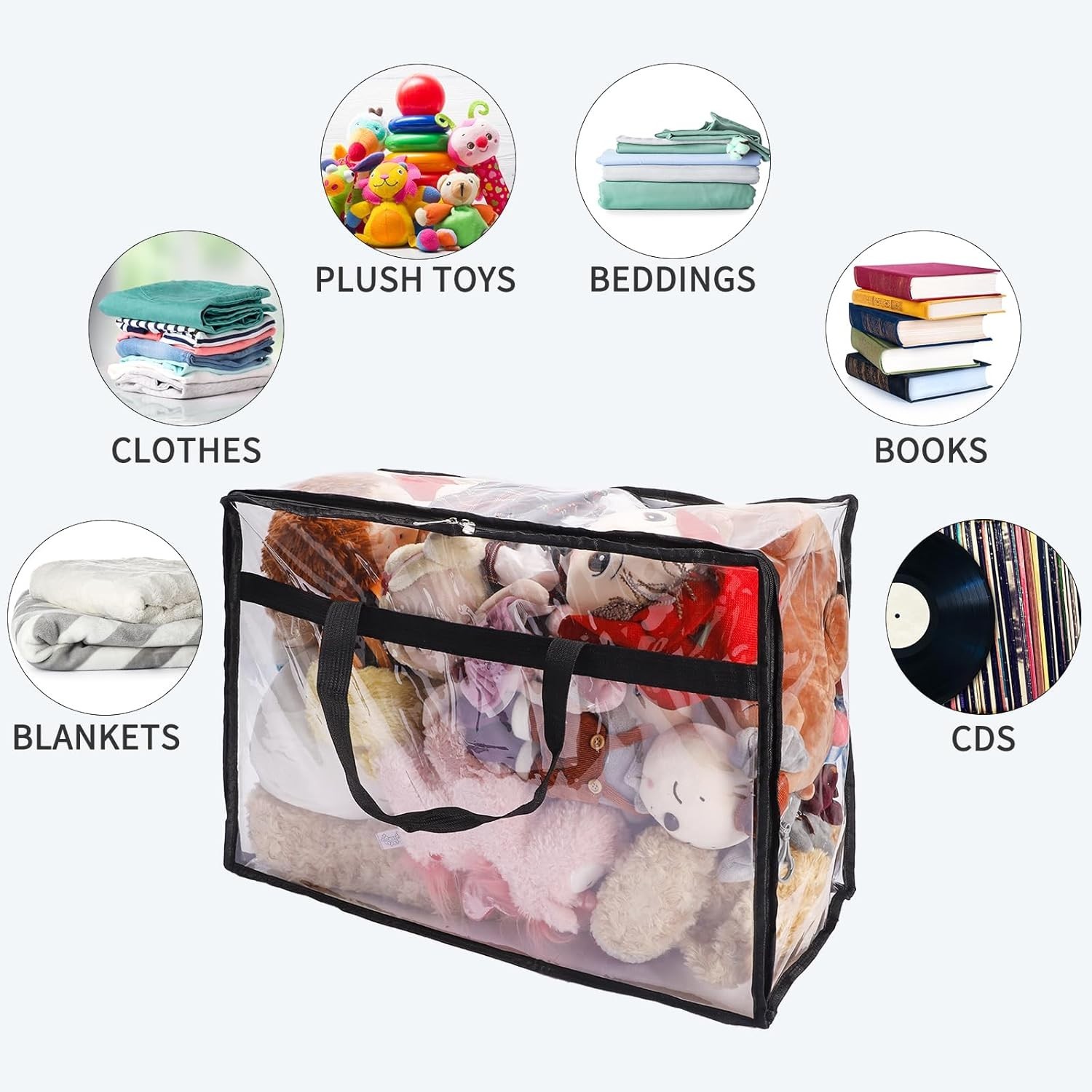 Blanket Storage Bags 60L Extra Large Plastic Vinyl Clear Storage Bag for Clot…