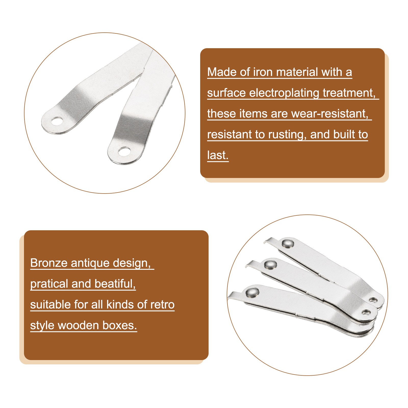 4pcs Lid Folding Support Hinges Silver Folded L 2.7″/68mm Plate W 0.4″/11mm
