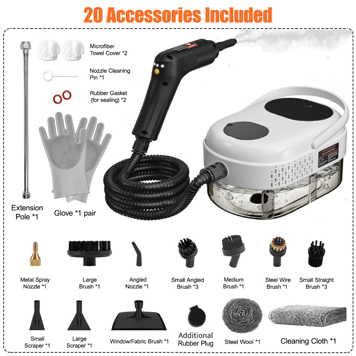 2500W Handheld Steam Cleaner High Pressure Household Car Steam Cleaning Machine