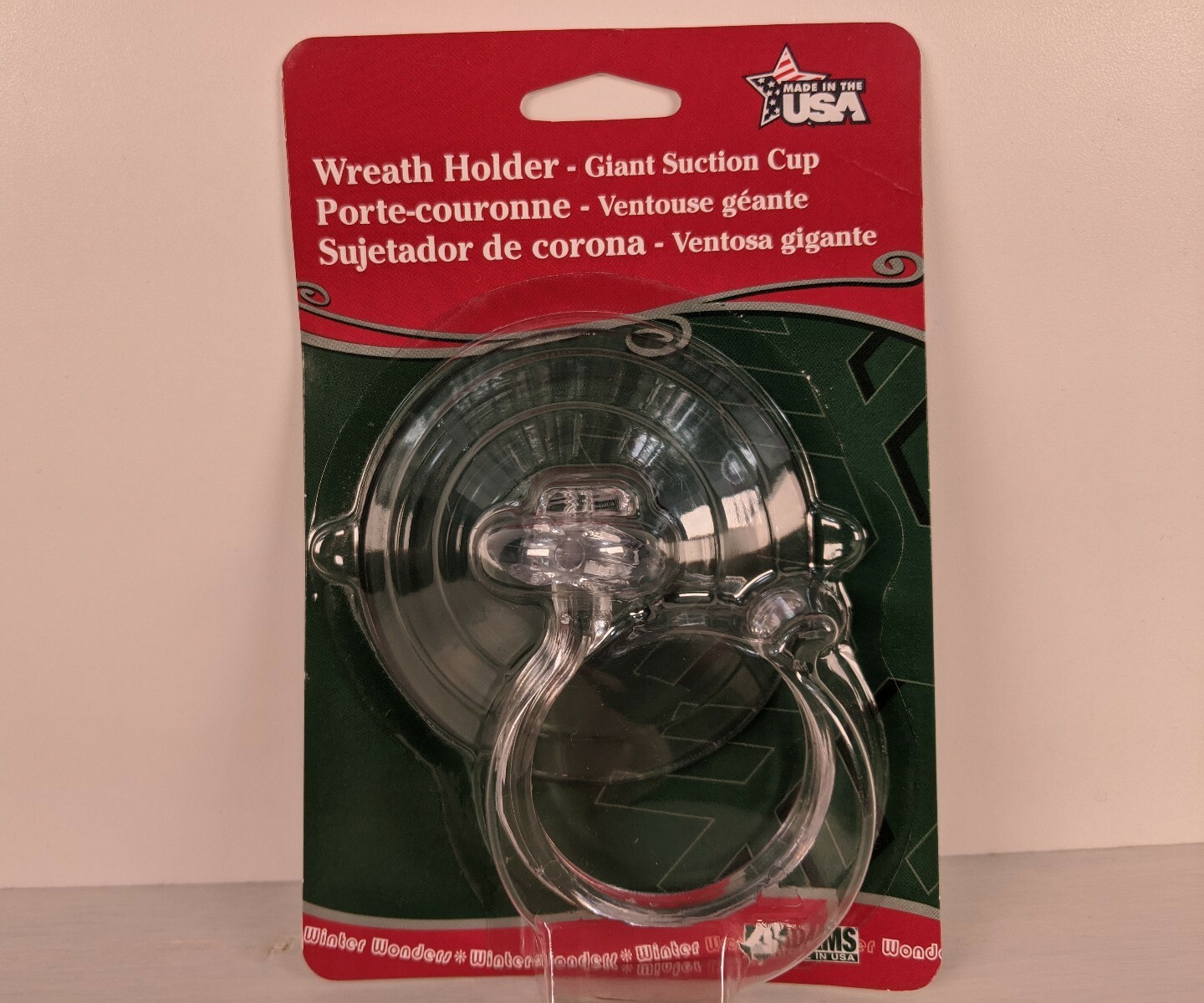 Adams Giant Suction Cup Wreath Holder Hook. Rated to hold 10 lbs