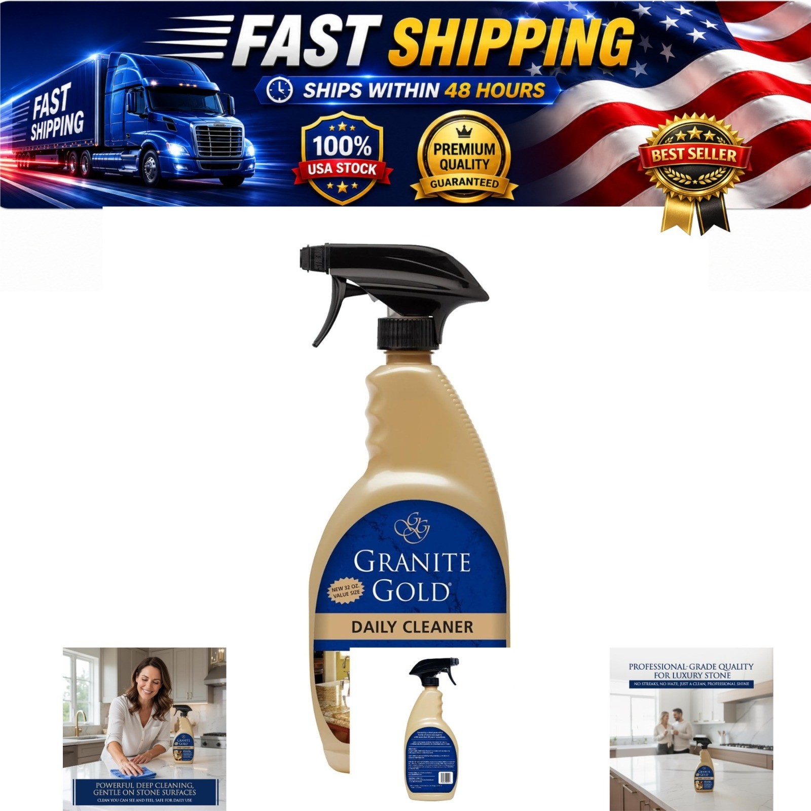 Granite Gold Daily Stone Cleaner Spray 32 fl oz Granite Marble Quartz