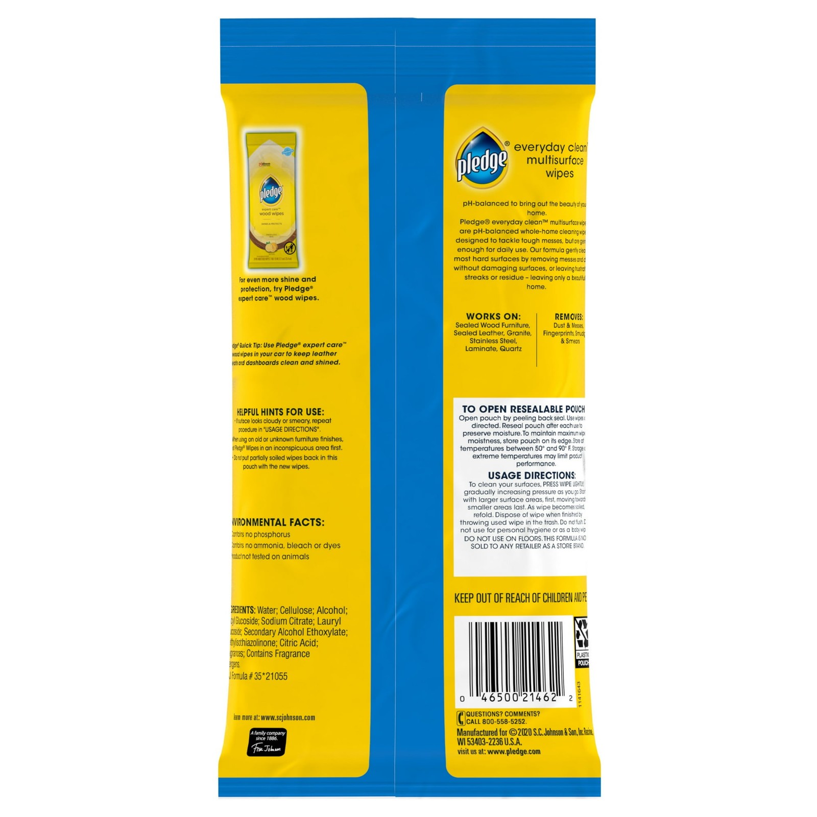 Pledge Multi Surface Wipes, Fresh Citrus, 25 Count