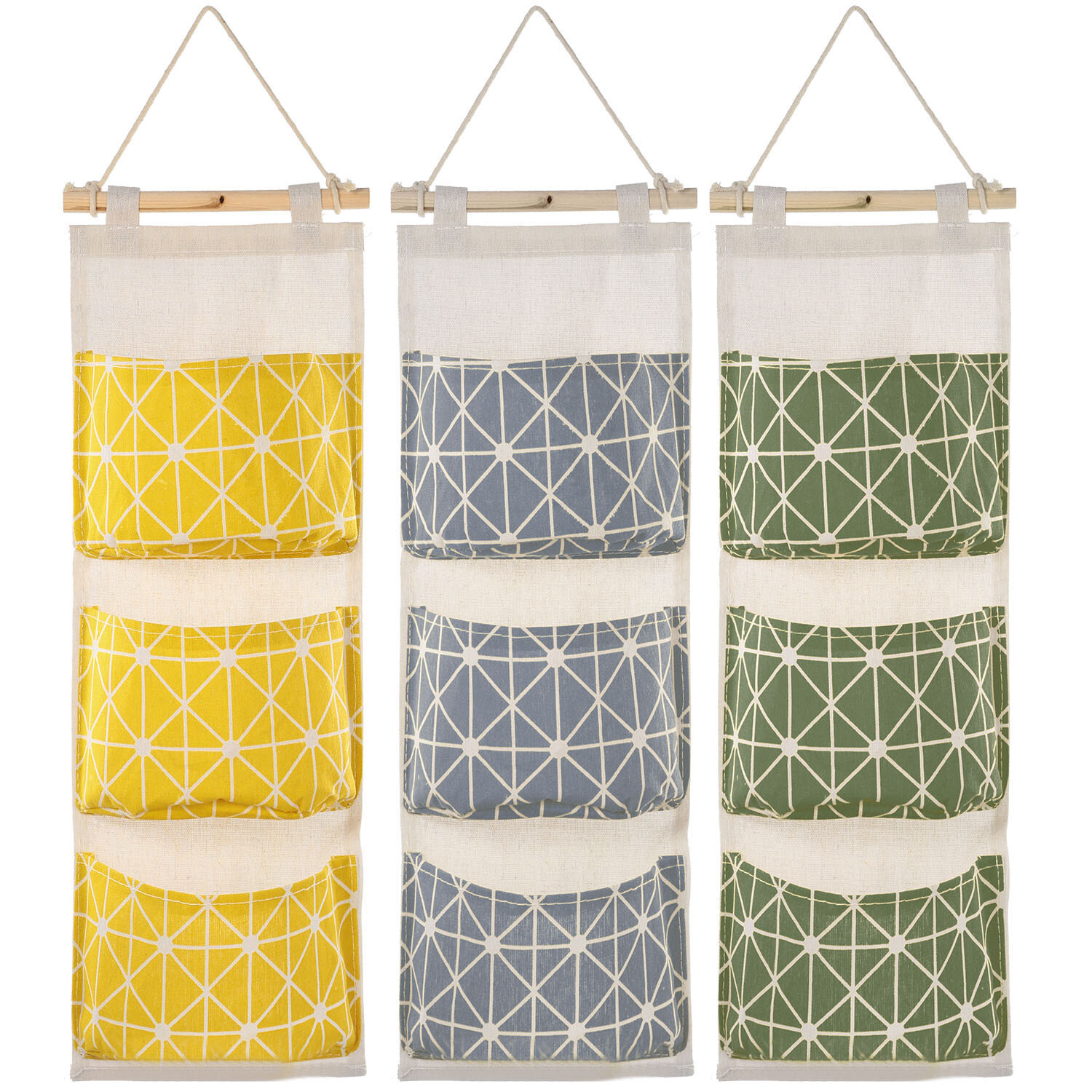 Wall Mounted Storage Bags Door Organizer Bathroom Hanging 3 Pockets Space Saving