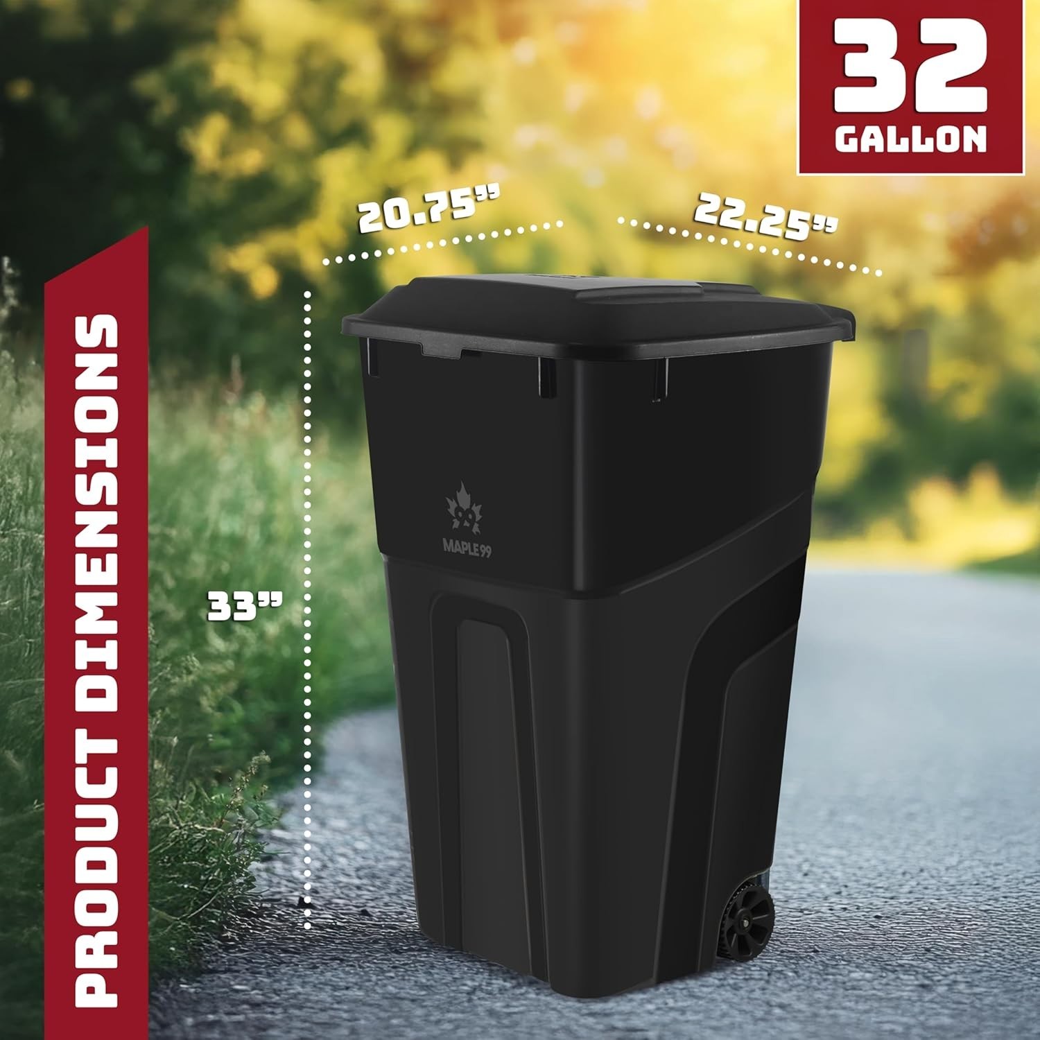 32-Gallon Wheeled Trash Can with Lid 2 Pack Heavy-Duty Outdoor Bins