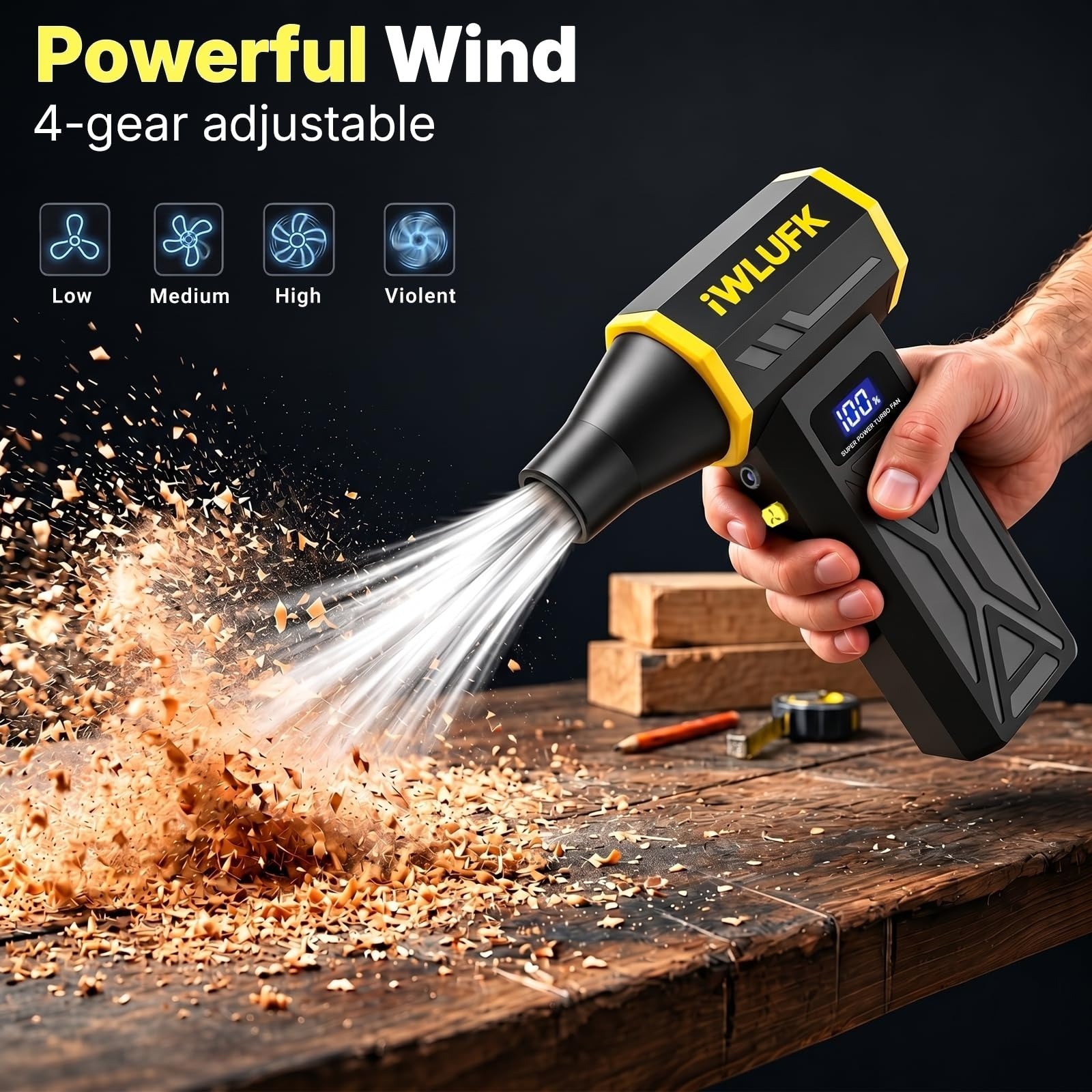 IWLUFK Electric Air Duster 130,000RPM Rechargeable Mini Blower