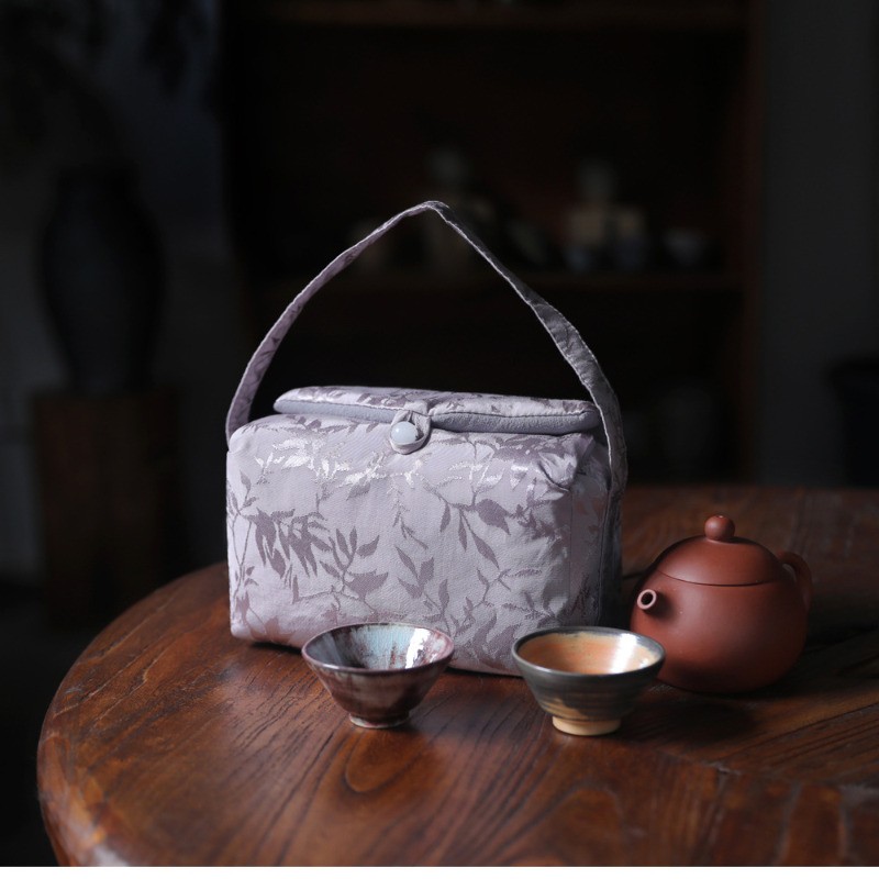 18cm Exquisitely Vintage Chinese Tea Set Storage Bag Thickened Shockproof Pouch