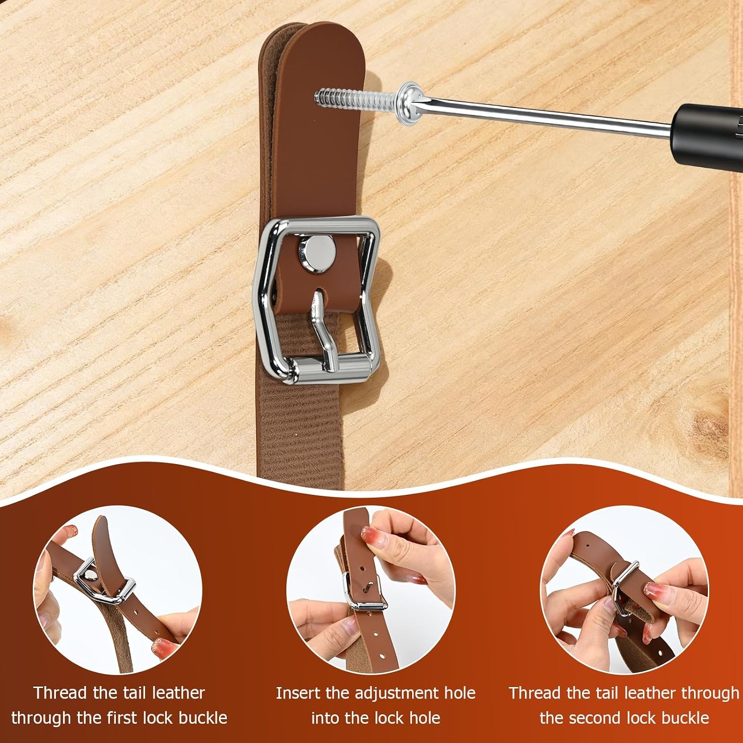 4PCS Wall Hanging Leather Axe Hangers,Adjustable Belt Buckle,Wall Mount Display