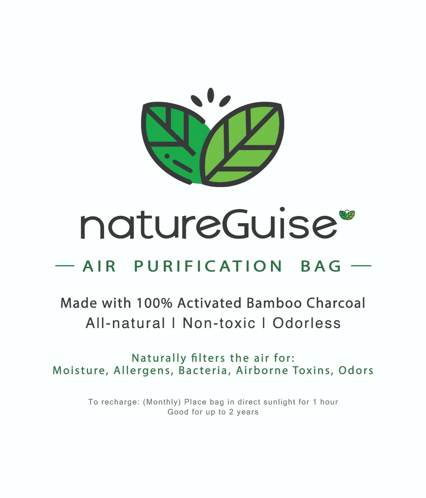 Activated Bamboo Charcoal Bag Filter / Natural Air Purifying Remedy -NatureGuise