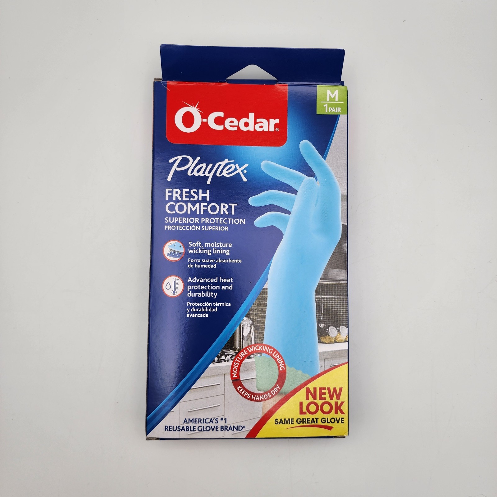 6 Pairs O-Cedar Playtex Fresh Comfort Blue Kitchen Rubber Gloves Size Medium