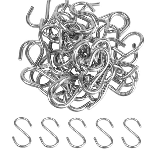48PCS 1.2 Inch 304 Stainless Steel S Hooks, Heavy Duty M2 Hanging Hooks 1.2inch