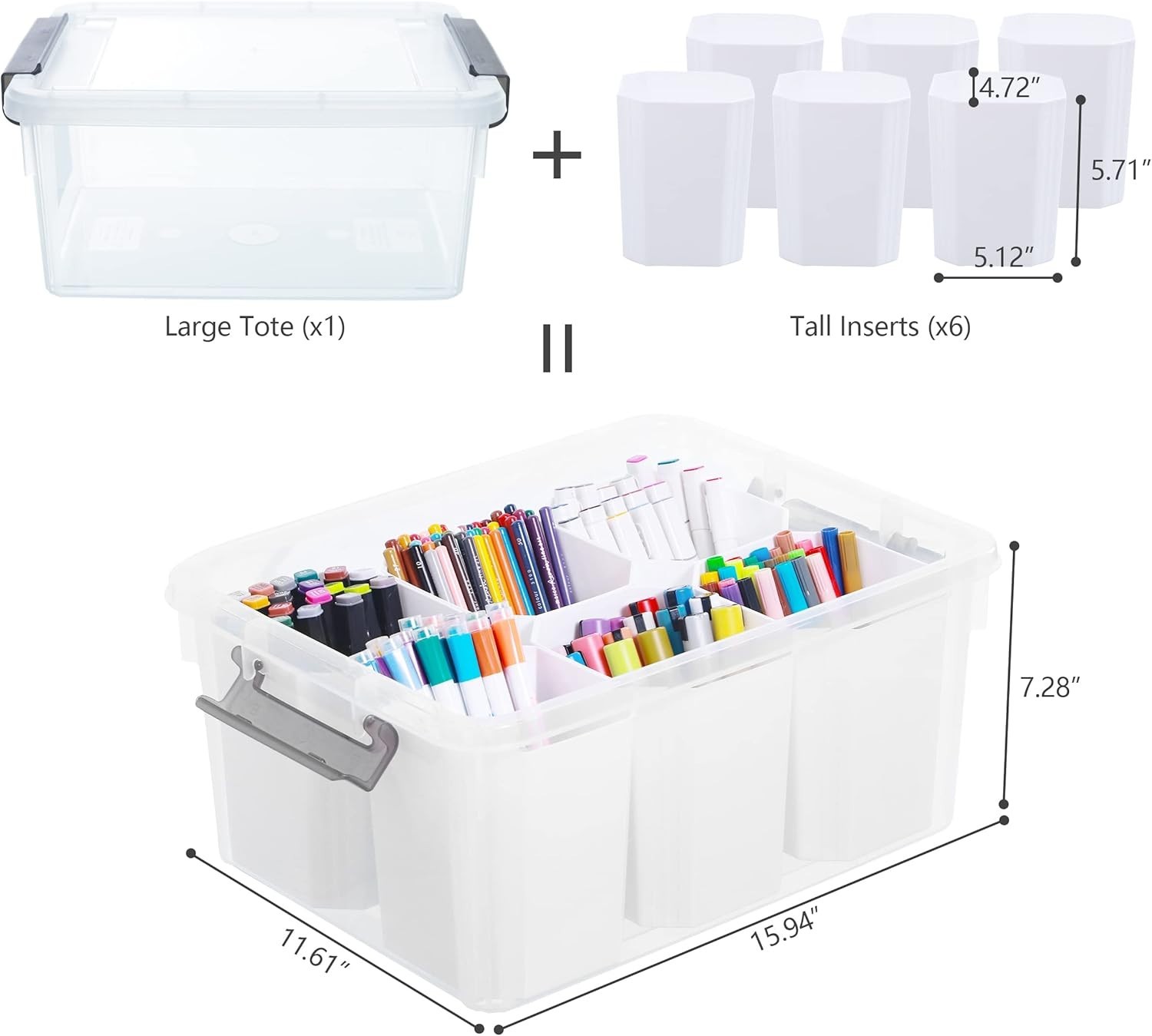 Multipurpose 17 QT Shatterproof Storage Container with Customizable Inserts