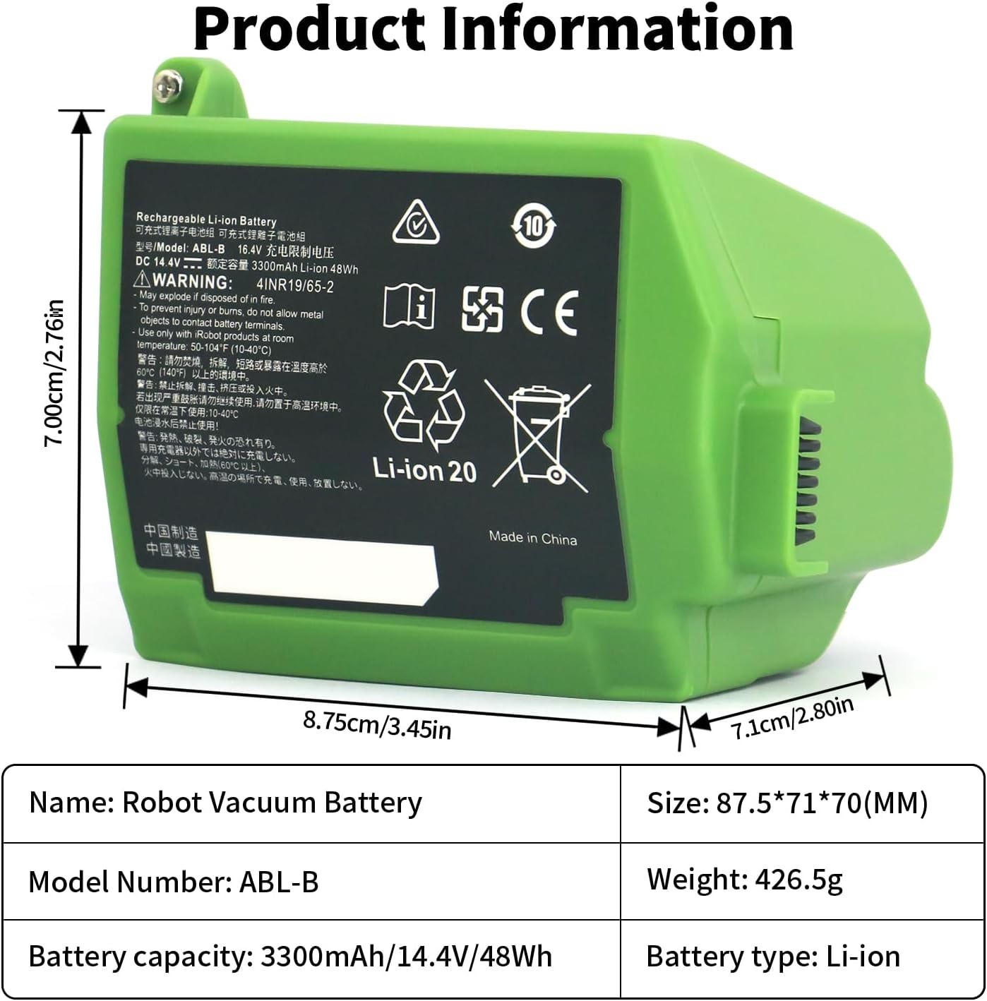 ABL-B Battery 48Wh 16.4V For iRobot Roomba S9 S9+ S9550 9550 Robot Vacuum