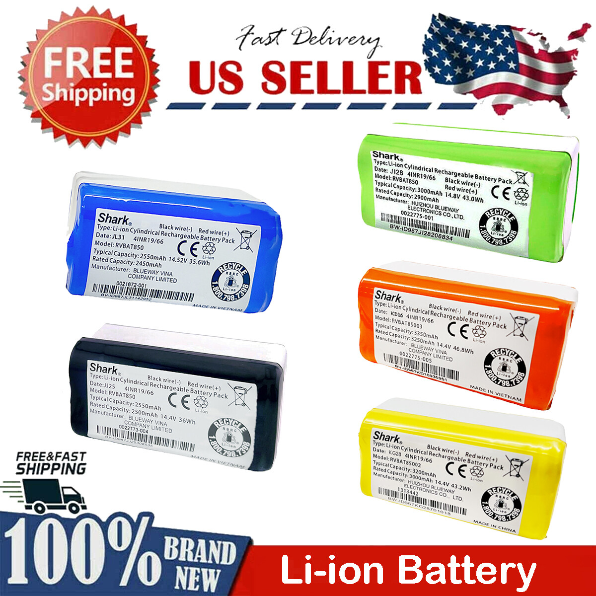 Original Li-ion Battery Replacement for Shark AV1010AE AV2000WD AV2310 AV2610WA